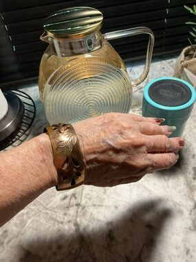 Vintage Mexico Cobre ( Copper) Wide Cutout Floral Cuff Bracelet